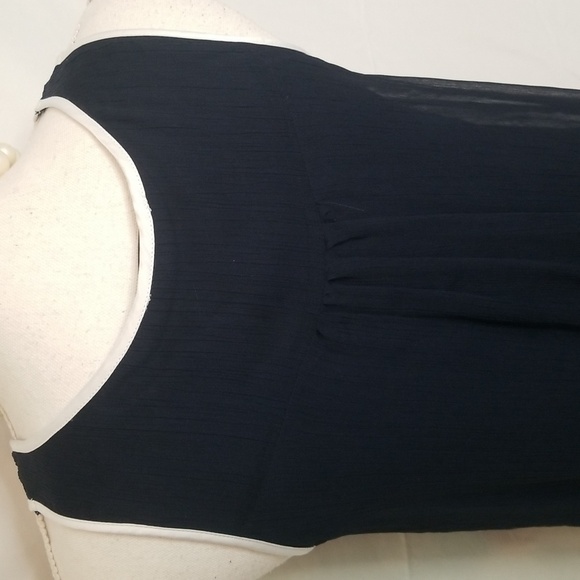 Doe & Rae Ruffle Layer Contrast Edging Tunic Dress. Sleeveless Shear Navy NWOT - Picture 10 of 16